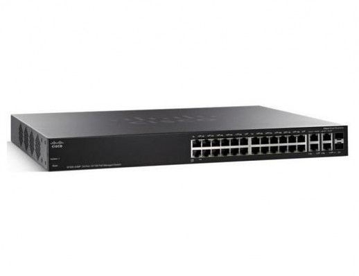 Управляемый коммутатор Cisco, 24 порта 10/100 Мб/с RJ-45 SF350-24MP-K9-EU