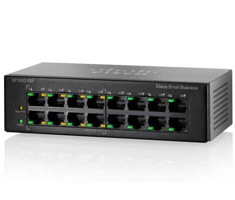 Коммутатор Cisco SB SF100D-16P-EU