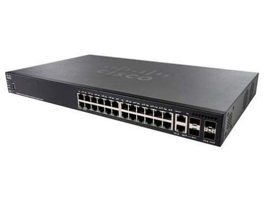 Коммутатор Cisco 550X, 24xGE (PoE), 2xSFP+, 2 комбо-порта 10GE SG550X-24MPP-K9-EU