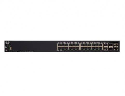 Коммутатор Cisco 550X, 24xGE (PoE), 2xSFP+, 2 комбо-порта 10GE SG550X-24MPP-K9-EU