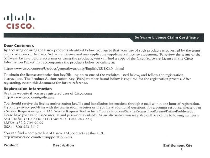 Лицензия для IP-телефонов Cisco SW-CCME-UL-7941