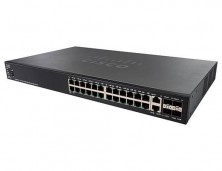 Коммутатор Cisco 550X, 24xGE (PoE), 2xSFP+, 2 комбо-порта 10GE SF550X-24MP-K9-EU