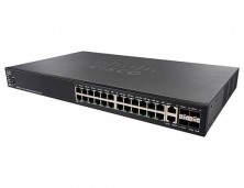 Коммутатор Cisco 550X, 24-10/100Mb, 2xSFP+, 2 комбо-порта 10GE SF550X-24-K9-EU