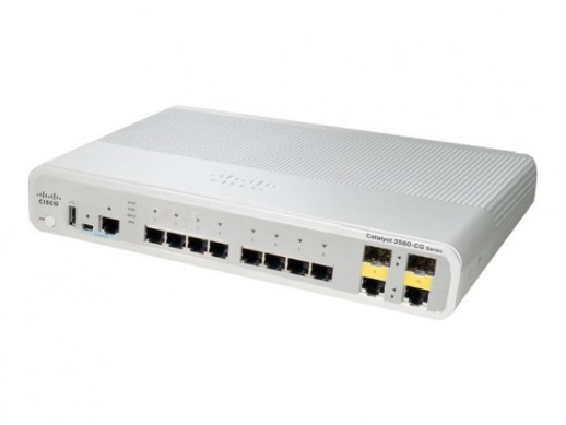 Коммутатор Cisco Catalyst, 8 x GE, 2 x GE, IP Base WS-C3560CPD-8PT-S