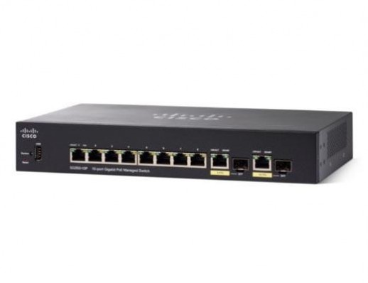 Управляемый коммутатор Cisco, 8 портов 1 Гб/с RJ-45 SG350-10MP-K9-EU