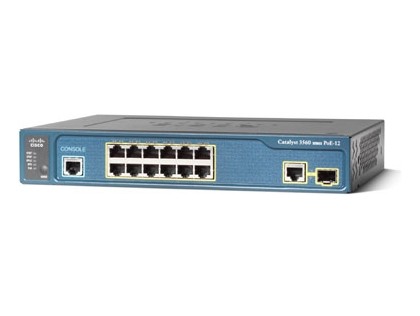 Коммутатор Cisco Catalyst, 12 x FE (PoE), 1 x GE/SFP, IP Base WS-C3560-12PC-S