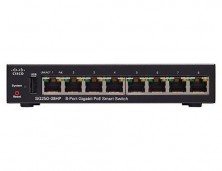 Smart коммутатор Cisco, 8 портов 1 Гб/с RJ-45 SG250-08HP-K9-EU
